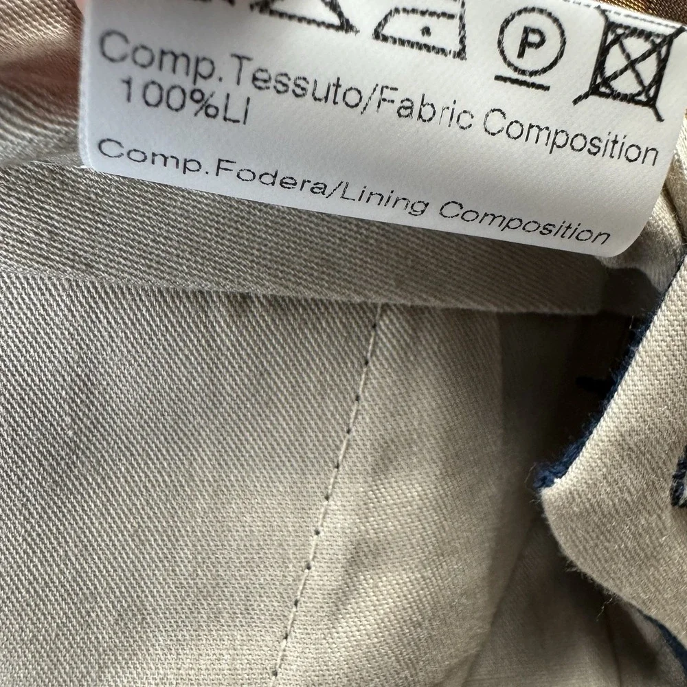 Trillion Pure Linen Flat Front Navy Blue‎ Men's Trouser Size 30xUnf NWOT